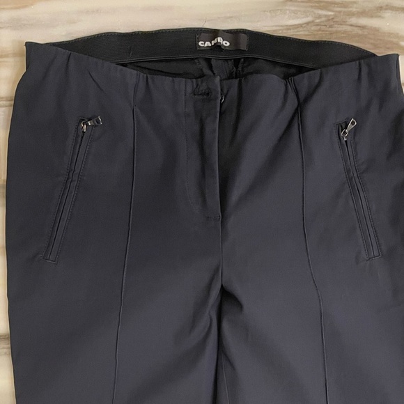 Cambio navy straight leg pants with seam down front and zipper pockets - Picture 2 of 3